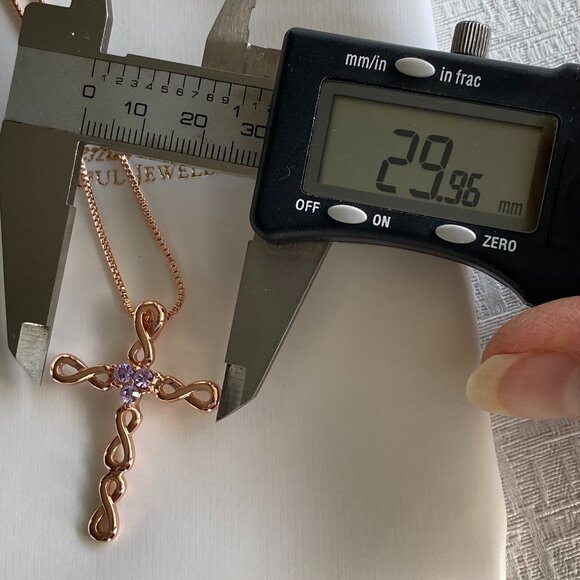 Butler Rose Gold Tone Infinity Amethyst Cross Necklace - Picture 6 of 7